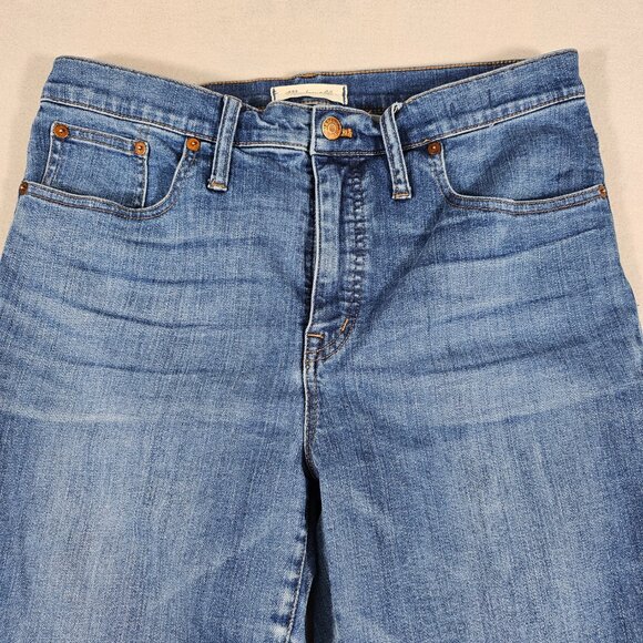 Madewell Jeans Womens 31 Blue Denim Cali Demi Boot Raw Hem High Rise - Picture 2 of 14